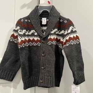 Carter's Charcoal and Rust Patterned Kids Sweater